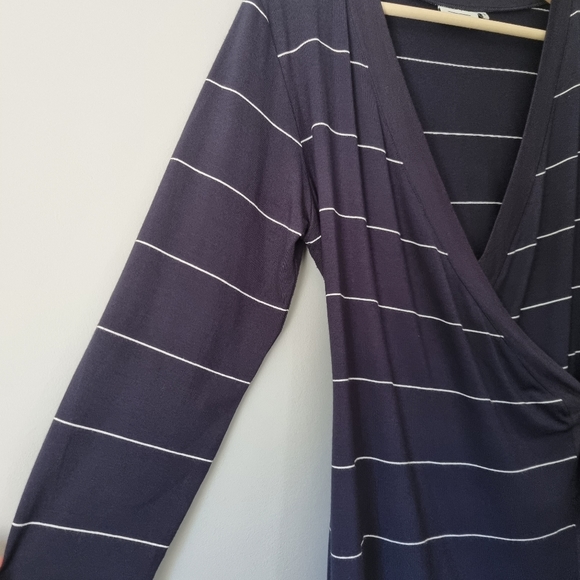 MASAI Navy White Stripe Wrap Top Size Small - Picture 2 of 11